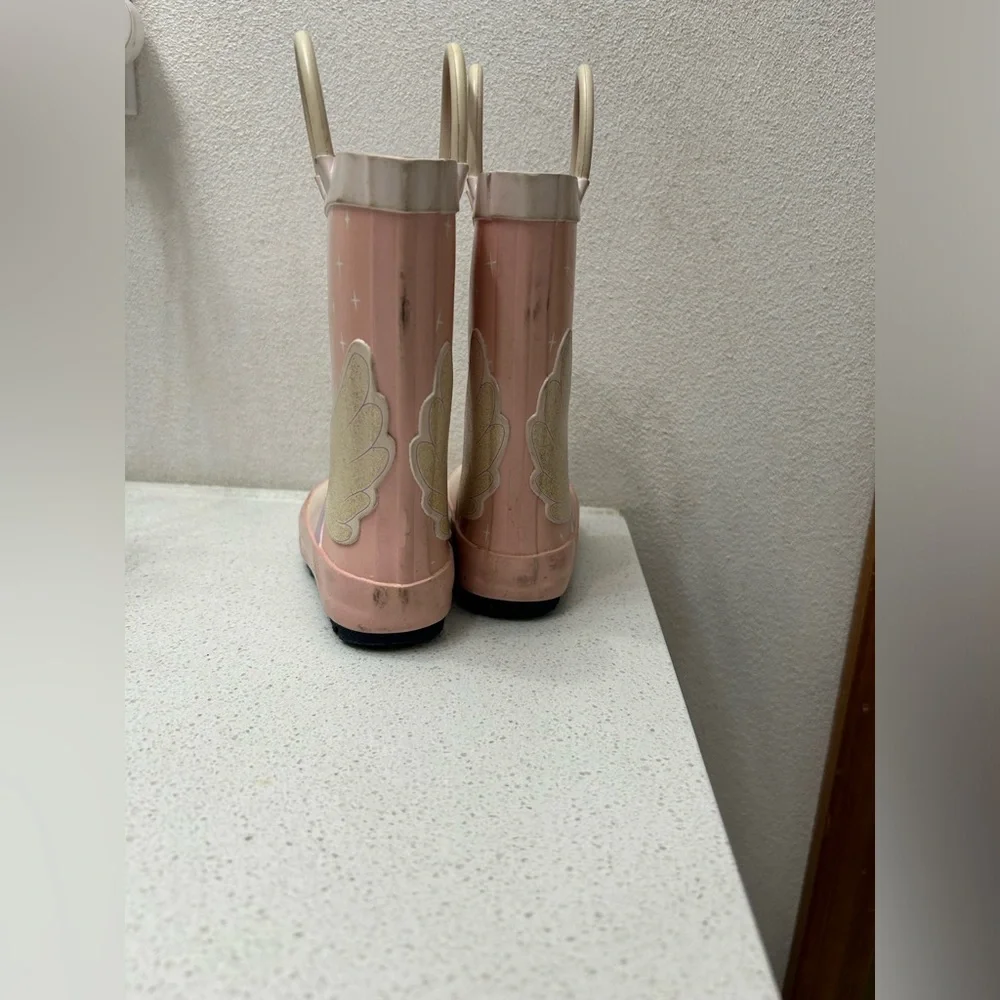 🦋 Cat and Jack Light Pink Unicorn Rain Boots little girl size 6